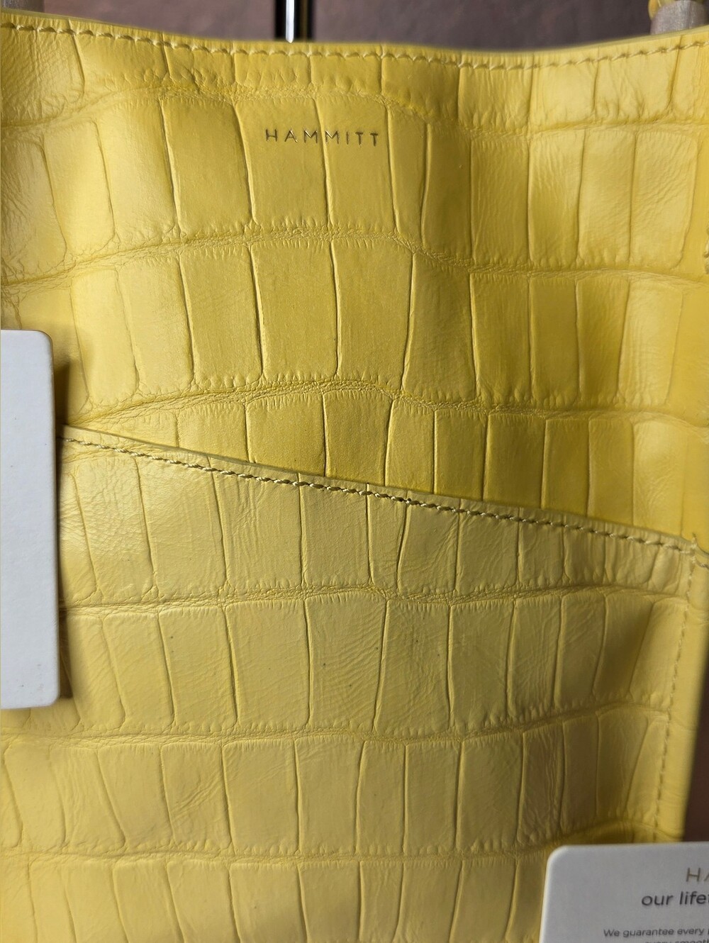 Hammitt Davis Small Sunstruck Yellow Croc Leather Crossbody Bucket Bag NWT - Picture 2 of 16